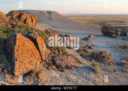 Red Rock Coulee near the Towns of Orion and Seven Persons, Alberta, Canada Stock Photo