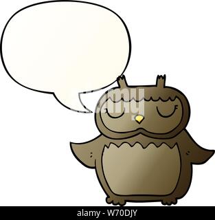 cartoon owl with speech bubble in smooth gradient style Stock Vector