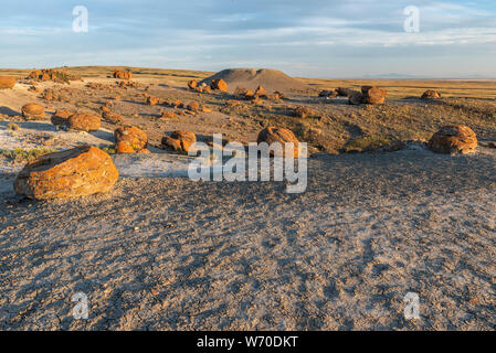 Red Rock Coulee near the Towns of Orion and Seven Persons, Alberta, Canada Stock Photo