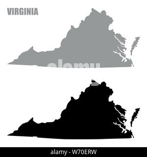 Virginia State silhouette maps isolated on white background Stock Vector