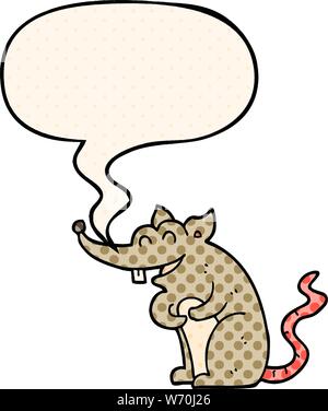 cartoon rat with speech bubble in comic book style Stock Vector