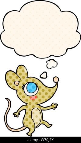 cartoon mouse with thought bubble in comic book style Stock Vector