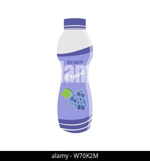 Packing yogurt with a teaspoon. Grape flavored yogurt. Vector illustration Stock Vector