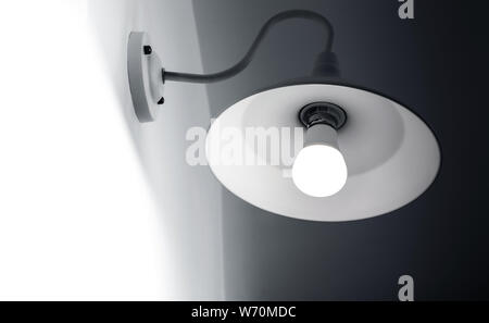 White Light bulb vintage design on wall Stock Photo