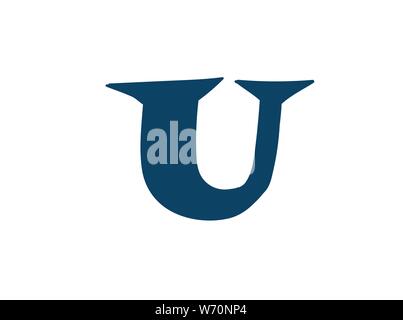 Latin letter U. Vector. Logo for the company. Icon for the site. Separate letter from the alphabet. Barbed pleasant shape. Stock Vector