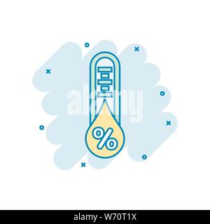 Humidity icon in comic style. Climate vector cartoon illustration on white isolated background. Temperature forecast business concept splash effect. Stock Vector