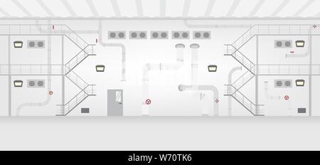 Factory interior with door closed and nobody vector illustration Stock Vector