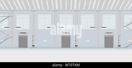 Factory interior with shutter door closed vector illustration Stock Vector