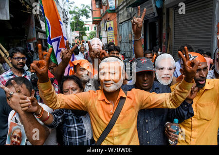 Celenration of BJP supporters after their landslide victory in Lok sabha election 2019. Stock Photo