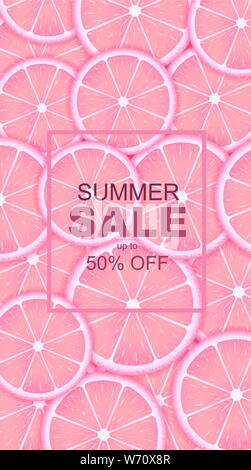Summer sale template banner, poster with sliced lime. Background for seasonal discounts, vector illustration. Stock Vector