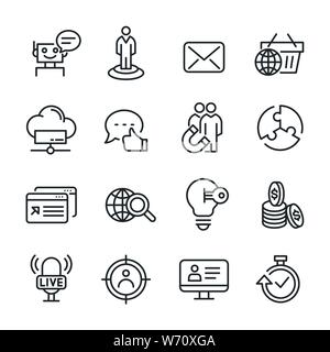 Vector icons set of seo and marketing. Stock Vector