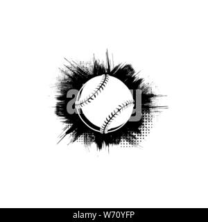 White baseball symbol with black grunge frame isolated on white background Stock Vector
