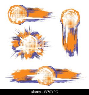 Set of different two color grunge frames with halftones isolated on white background Stock Vector