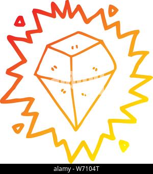 warm gradient line drawing of a cartoon shining crystal Stock Vector