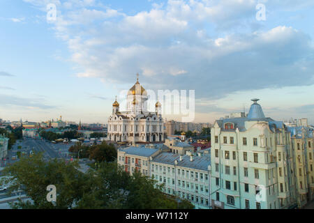 aerial view of the Christ the Savior Cathedral in Moscow Stock Photo