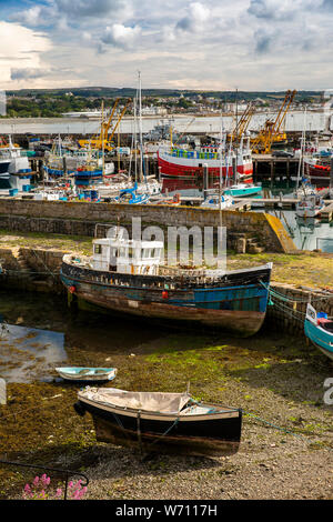 Trawler at Low Tide in Newlyn Harbour Cornwall England United Kingdom ...