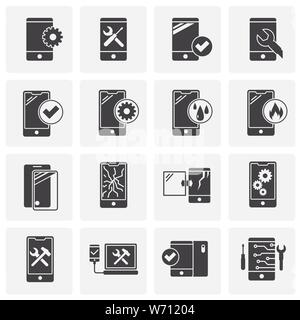 Smartphone service related icons set on background for graphic and web design. Simple illustration. Internet concept symbol for website button or Stock Vector
