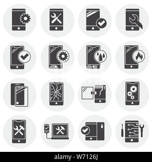Smartphone service related icons set on background for graphic and web design. Simple illustration. Internet concept symbol for website button or Stock Vector