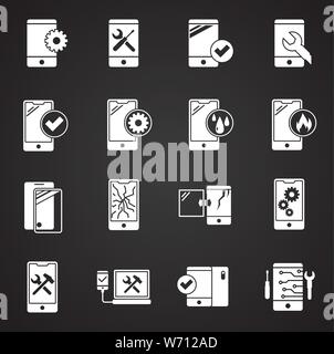 Smartphone service related icons set on background for graphic and web design. Simple illustration. Internet concept symbol for website button or Stock Vector