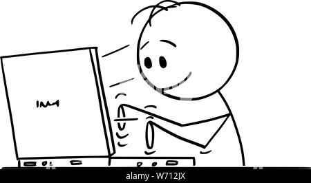 Creative Person Typing or Working on Computer , Vector Cartoon Stick ...