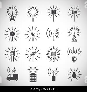 Antennas related icons set on background for graphic and web design. Simple illustration. Internet concept symbol for website button or mobile app. Stock Vector