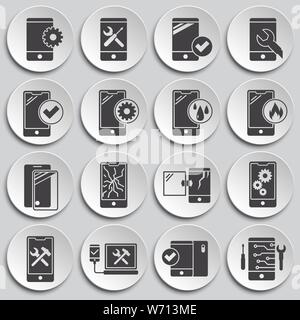 Smartphone service related icons set on background for graphic and web design. Simple illustration. Internet concept symbol for website button or Stock Vector