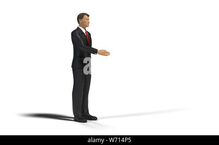 toy miniature businessman figure ready for handshake - concept isolated on white background Stock Photo