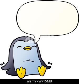 cartoon penguin with speech bubble in smooth gradient style Stock Vector