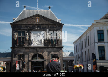 Cheese Market Squares at old Cities in Gouda, Alkmaar and Emmen, Dutch Cities famous for there Cheese Stock Photo