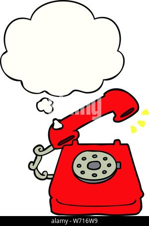 Comic Book Ringing Phone cartoon ringing telephone with thought bubble in comic book style Stock ...