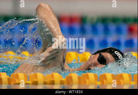 Berlin, Germany. 04th Aug, 2019. Swimming: German championship: 400m freestyle men's lead: Florian Wellbrock in action. Credit: Bernd Thissen/dpa/Alamy Live News Stock Photo