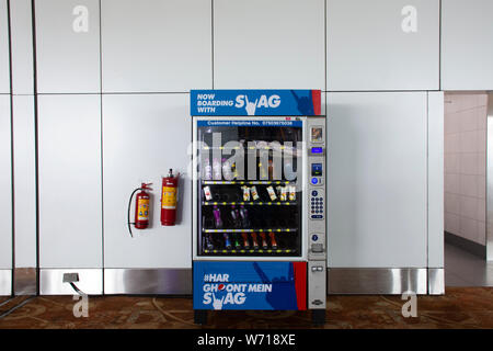 Vending automatic machine for Indian people and foreigner buy water and soft drink in Indira Gandhi International Airport at Delhi on March 24, 2019 i Stock Photo
