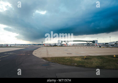 Storm Clouds over Gatwick airport UK Stock Photo