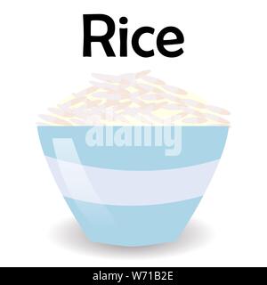 Rice bowl. Hand drawn illustration of short-grained rice with panicle on white background. Stock Vector