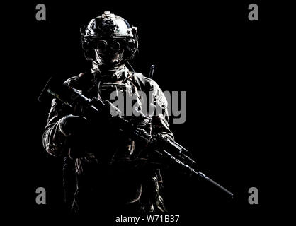 Army special forces shooter low key studio shoot Stock Photo