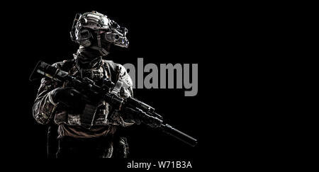 Army special forces shooter low key studio shoot Stock Photo