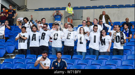 Valencia fans during  the pre season friendly football match between Brighton and Hove Albion and Valencia at the American Express Community Stadium 02 Aug 2019 . Stock Photo