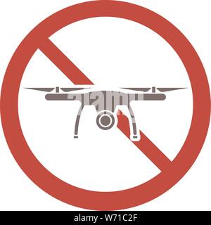 drones not allowed, drone prohibition sign or icon vector illustration Stock Vector