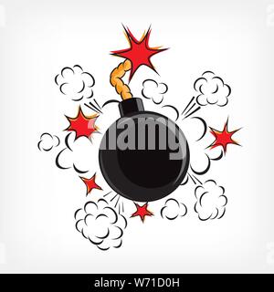 black bomb explosions illustration Stock Vector