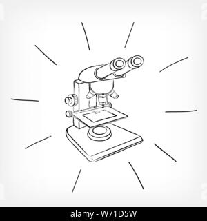 drawing microscope white background Stock Vector