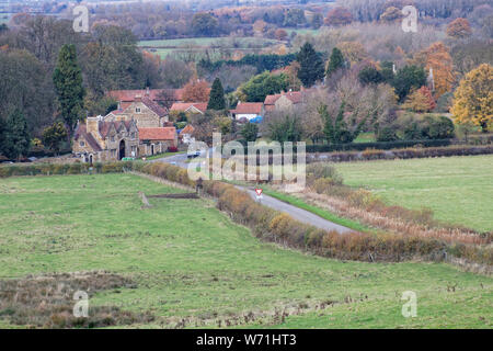 The landscape around the village of Denton in the Lincolnshire countryside on an autumn day Stock Photo