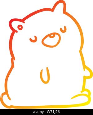 warm gradient line drawing of a cute bear Stock Vector