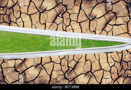 Soil drought cracked and dry. World Environment Day. Save earth save life. Natural background and texture Stock Photo