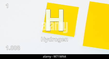 Hydrogen chemical element  atomic data and symbol illustration backdrop Stock Photo