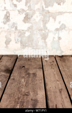 Old dark shabby boards with rusty nails. Selective focus. Stock Photo