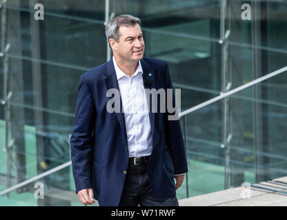 Berlin, Germany. 04th Aug, 2019. Bavarian Prime Minister Markus Söder (CSU) comes to the ARD summer interview. Credit: Paul Zinken/dpa/Alamy Live News Stock Photo