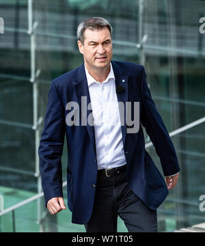 Berlin, Germany. 04th Aug, 2019. Bavarian Prime Minister Markus Söder (CSU) comes to the ARD summer interview. Credit: Paul Zinken/dpa/Alamy Live News Stock Photo