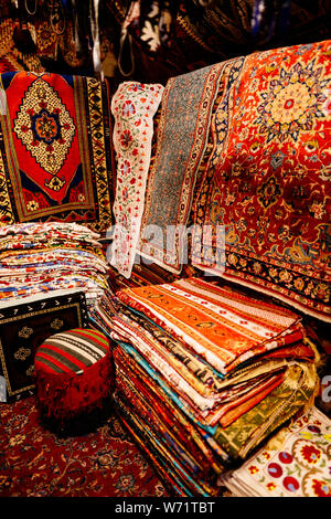 Carpet shop in Goreme, Cappadocia, Turkey. Textures details Stock Photo