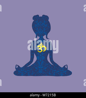 Yoga girl with ohm symbol Stock Photo