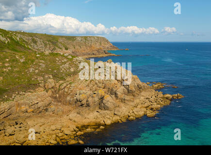 A summers day in Porthgwarra Cove in West Cornwall Stock Photo